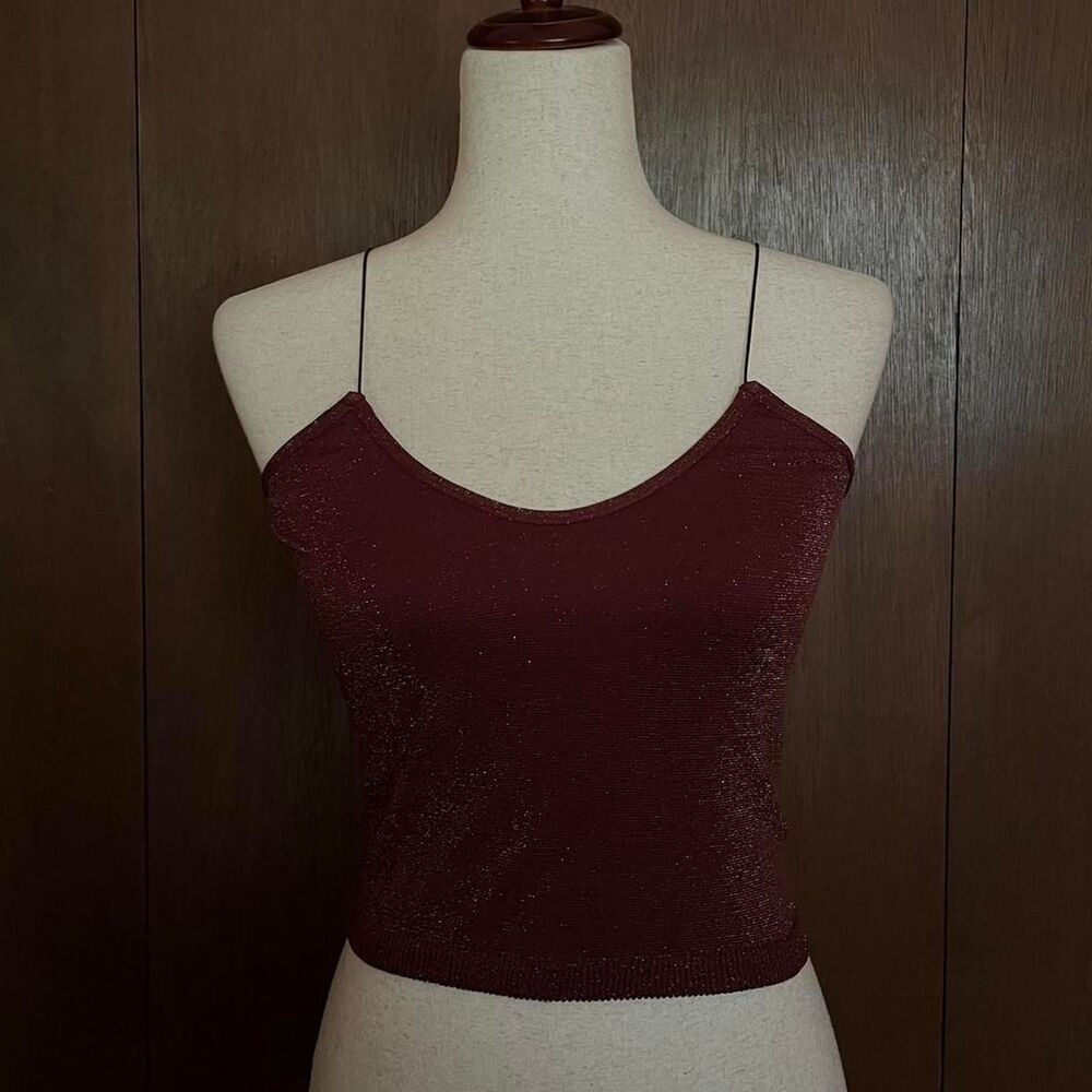Free people Women's Sparkly Burgundy Crop-top